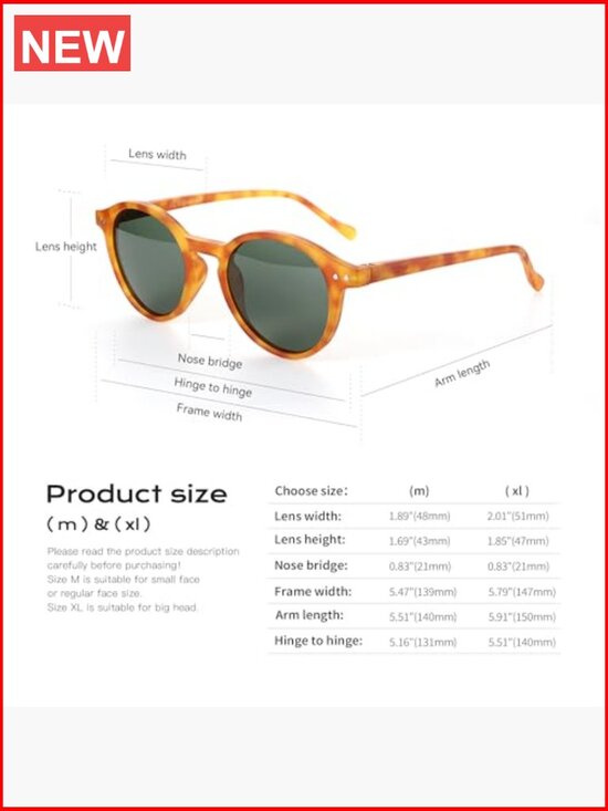 Polarized Round Sunglasses with UV Protection for Driving Everyday Use main image 7